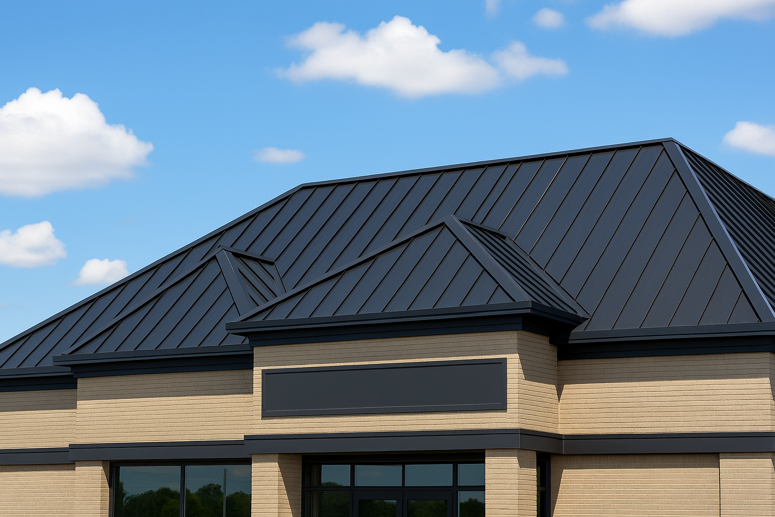 Commercial building in Winston-Salem with modern black metal roof