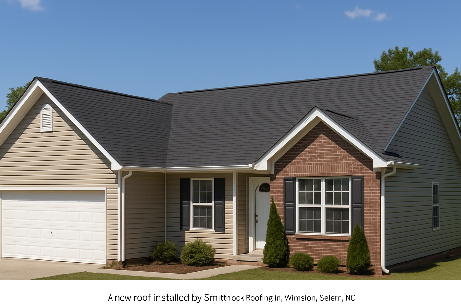Suburban Winston-Salem home with new roof installed by Smithrock Roofing