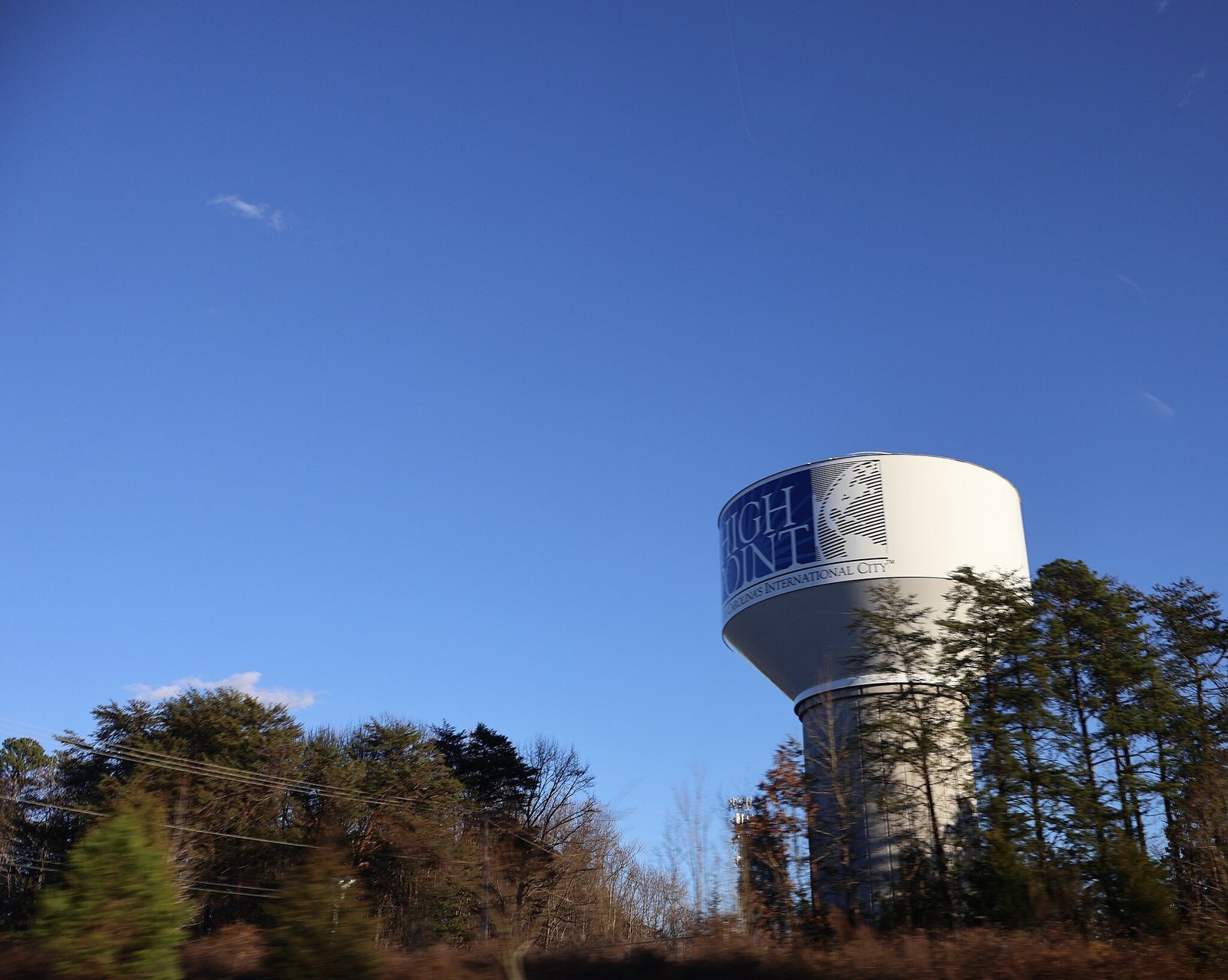 High Point, NC municipal water tower, representing the local roofing service area for Smithrock Roofing in the Triad