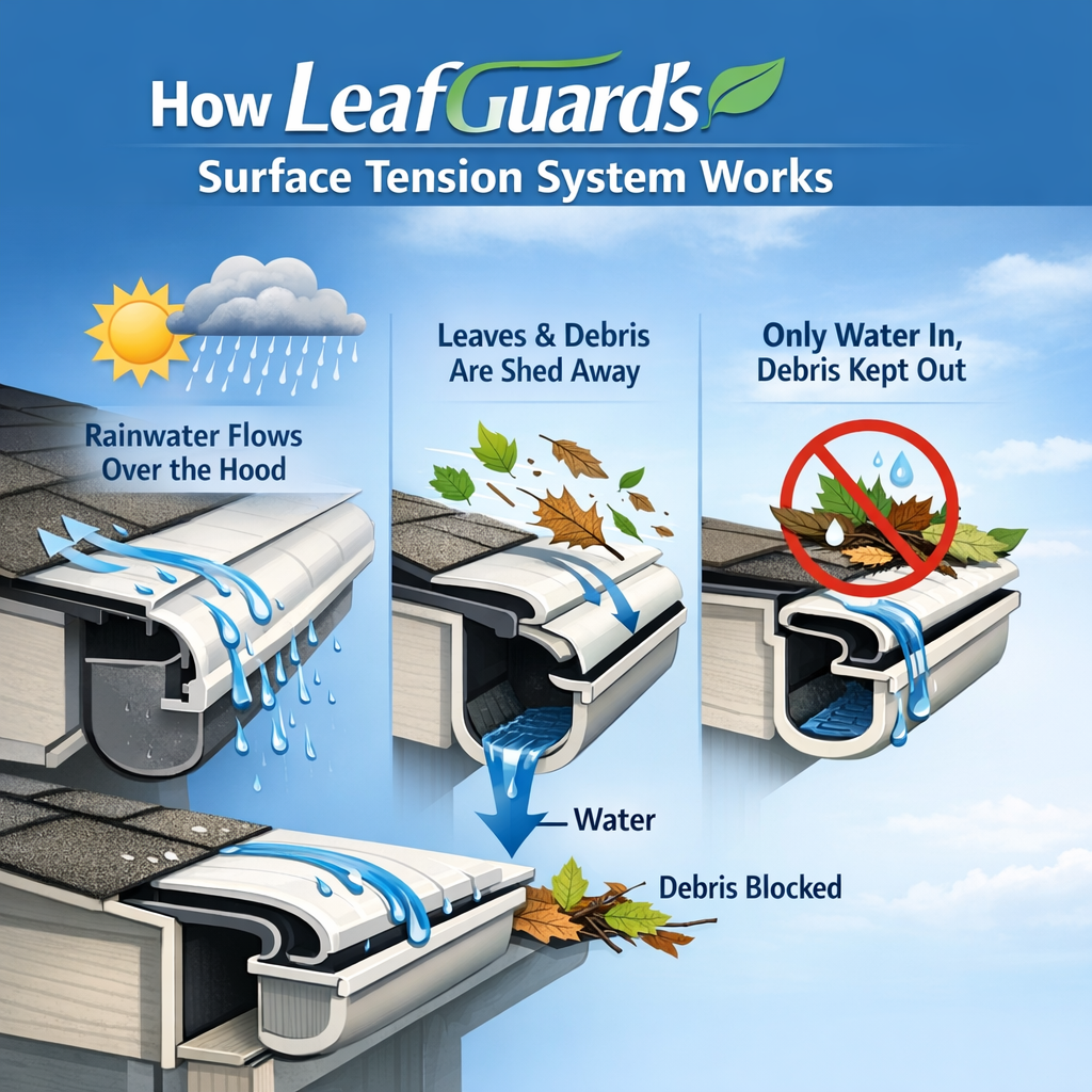 How LeafGuard's Surface Tension System Works