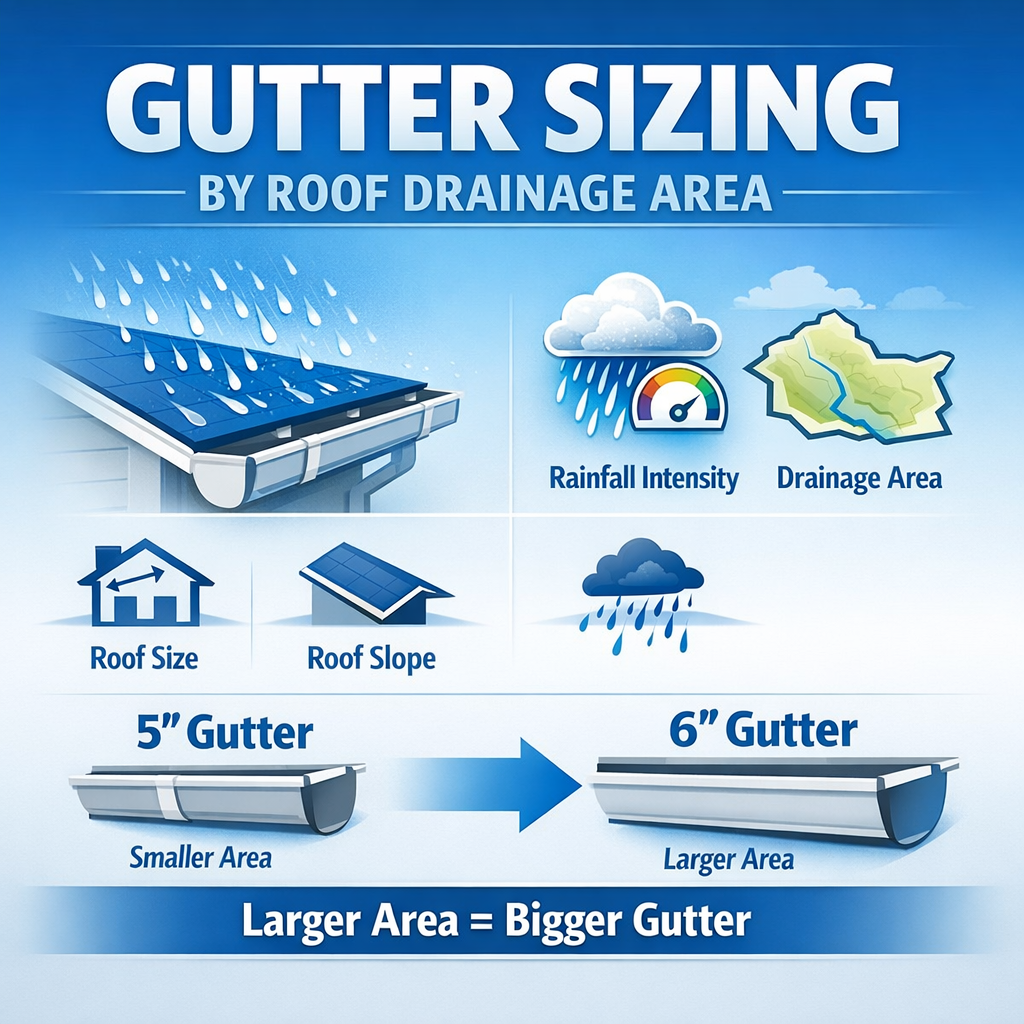 Gutter Sizing by Roof Drainage Area