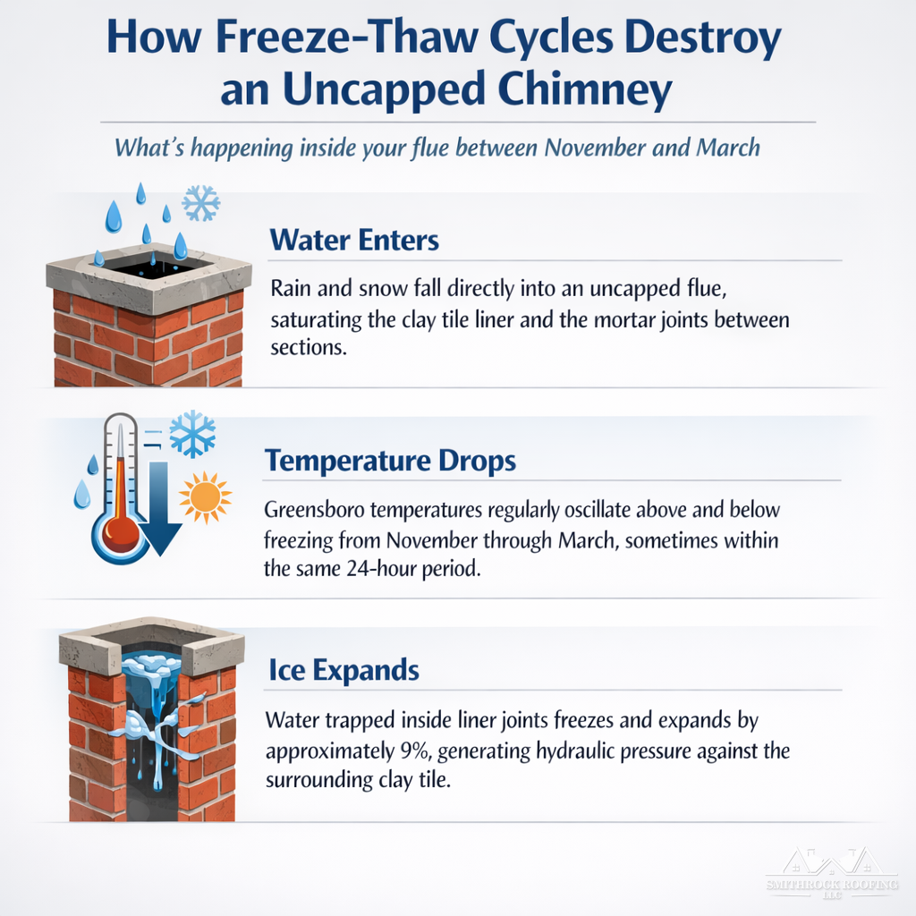 How Freeze-Thaw Cycles Destroy an Uncapped Chimney