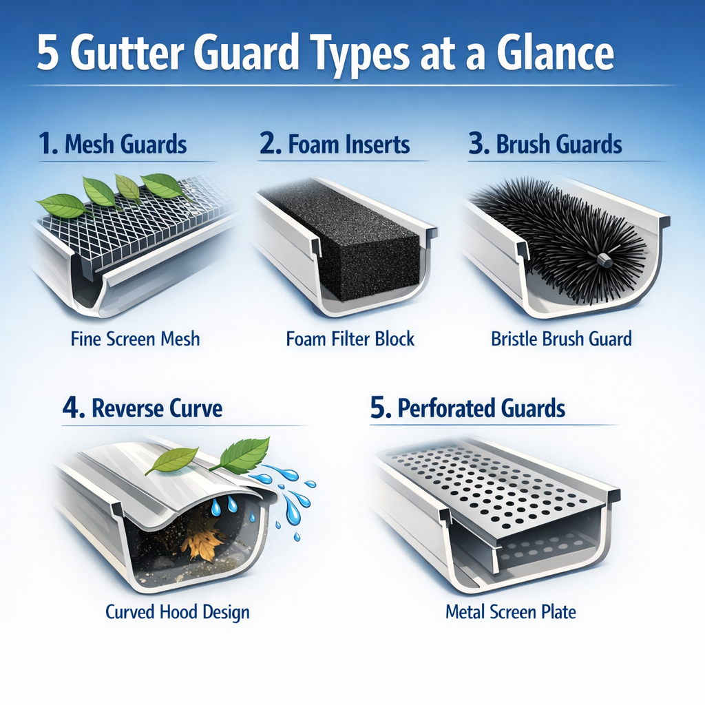 5 Gutter Guard Types at a Glance
