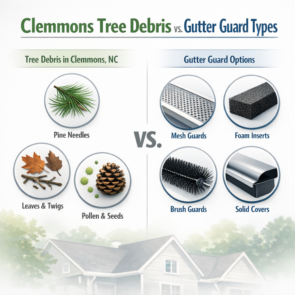 Clemmons Tree Debris vs. Gutter Guard Types