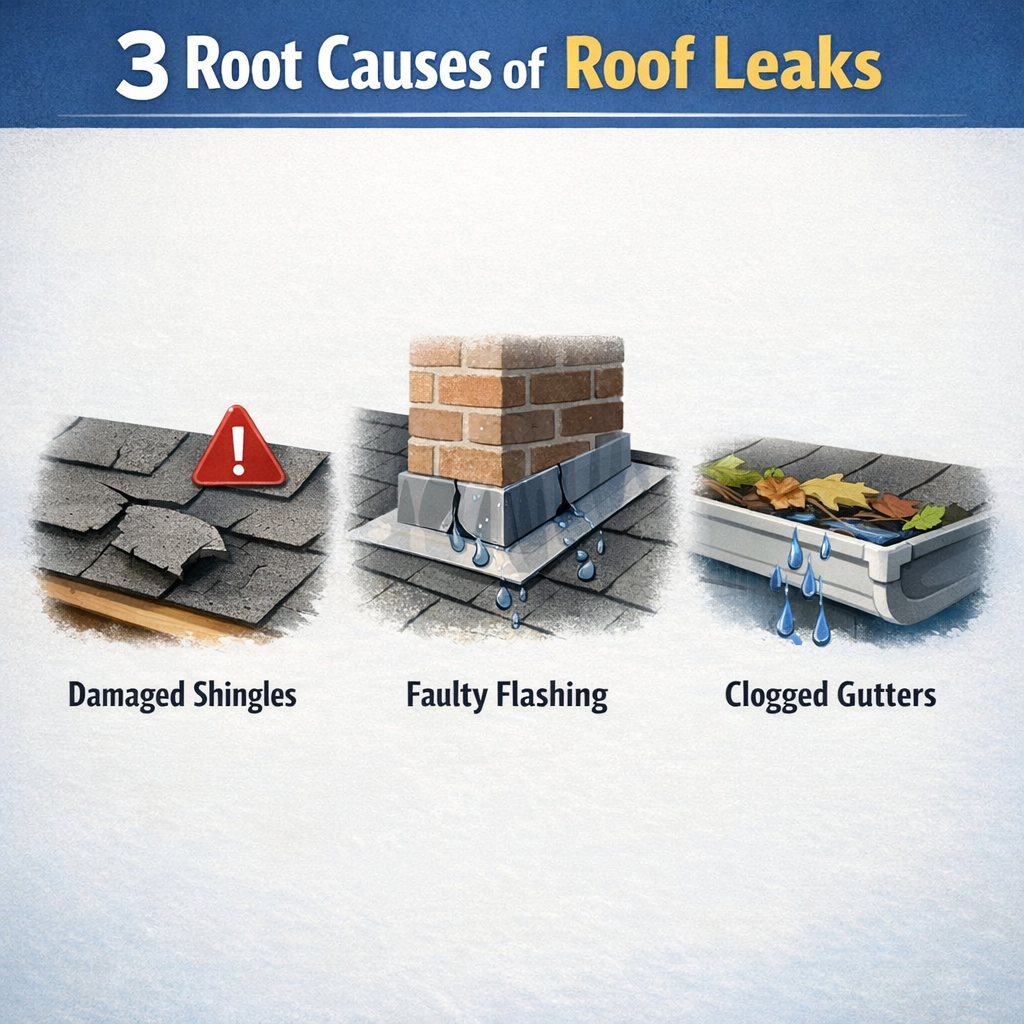 3 Root Causes of Roof Leaks