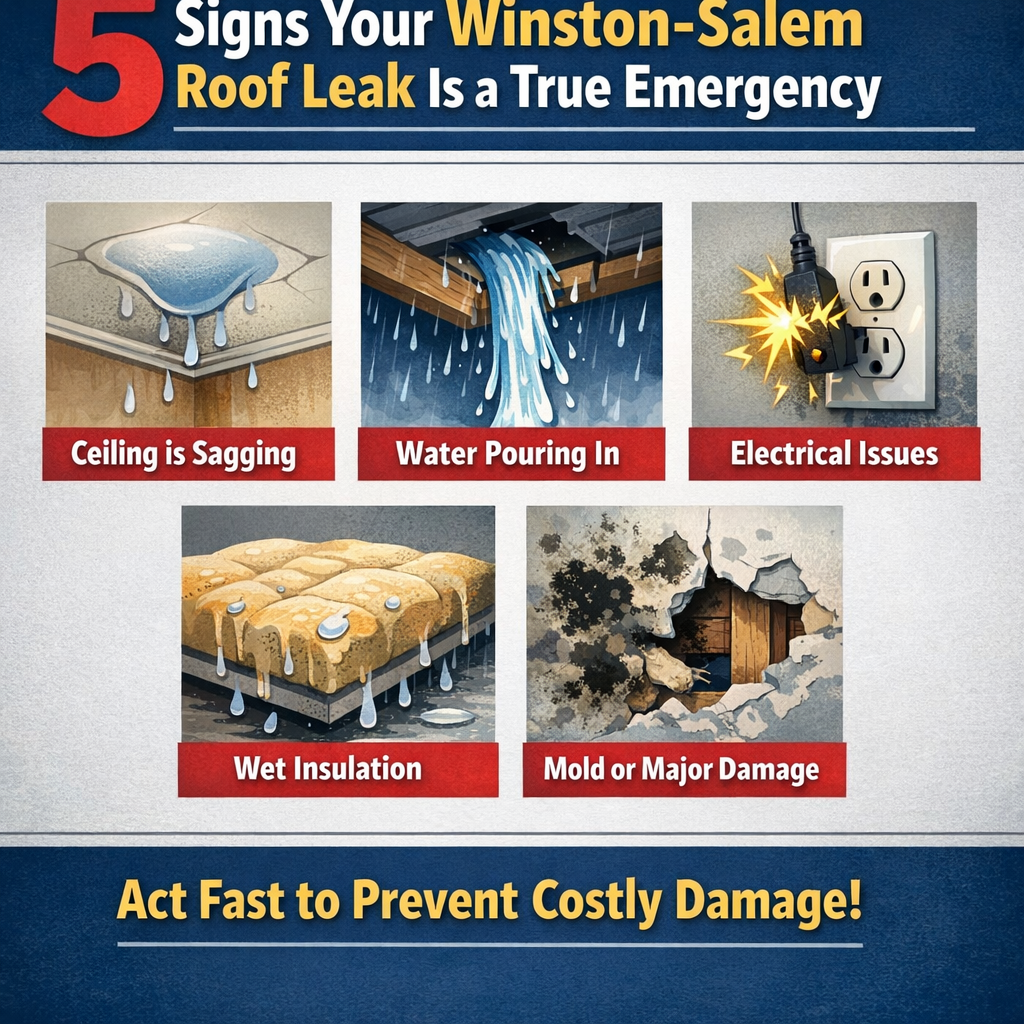 5 Signs Your Winston-Salem Roof Leak Is a True Emergency