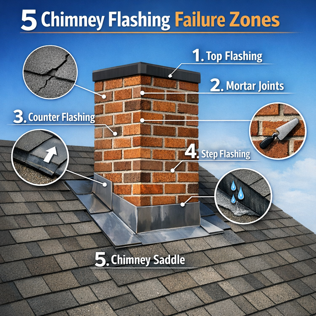 5 Chimney Flashing Failure Zones