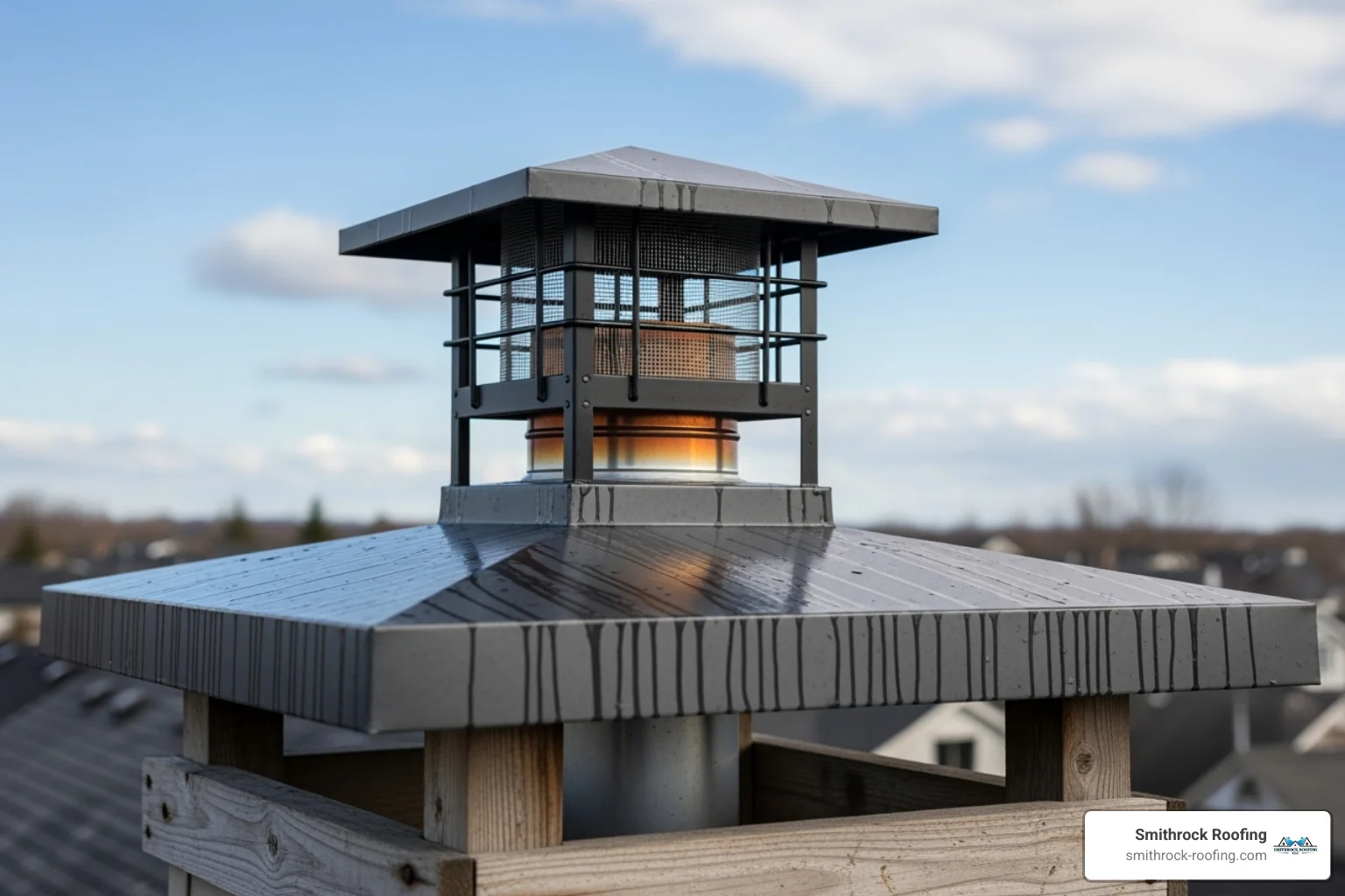 A chimney top clearly labeling the chase cover and the chimney cap, showing the distinct functions of each component - chimney chase cover installation Chimney top diagram labeling the chase cover and chimney cap, highlighting each component's distinct function during installa
