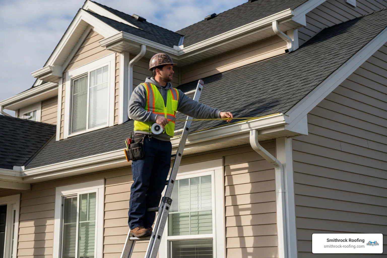 a contractor measuring a gutter run - price to install gutter guards a contractor measuring a gutter run - price to install gutter guards