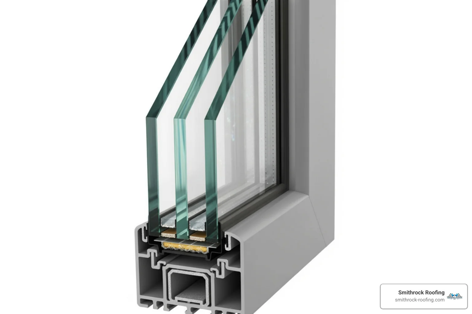 A cross-section of a high-performance window showing multiple panes, gas fills, and low-emissivity coatings. - window replacement cost A cross-section of a high-performance window showing multiple panes, gas fills, and low-emissivity coatings. - window replacement cost