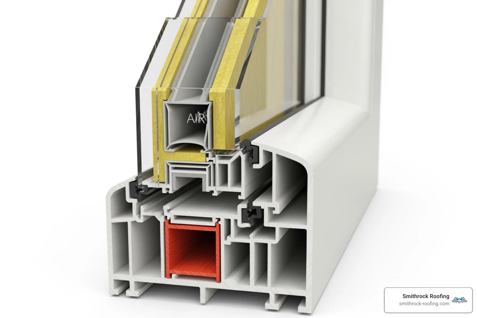 cross-section of a fusion-welded vinyl window frame showing internal chambers - double pane low e vinyl windows cross-section of a fusion-welded vinyl window frame showing internal chambers - double pane low e vinyl windows