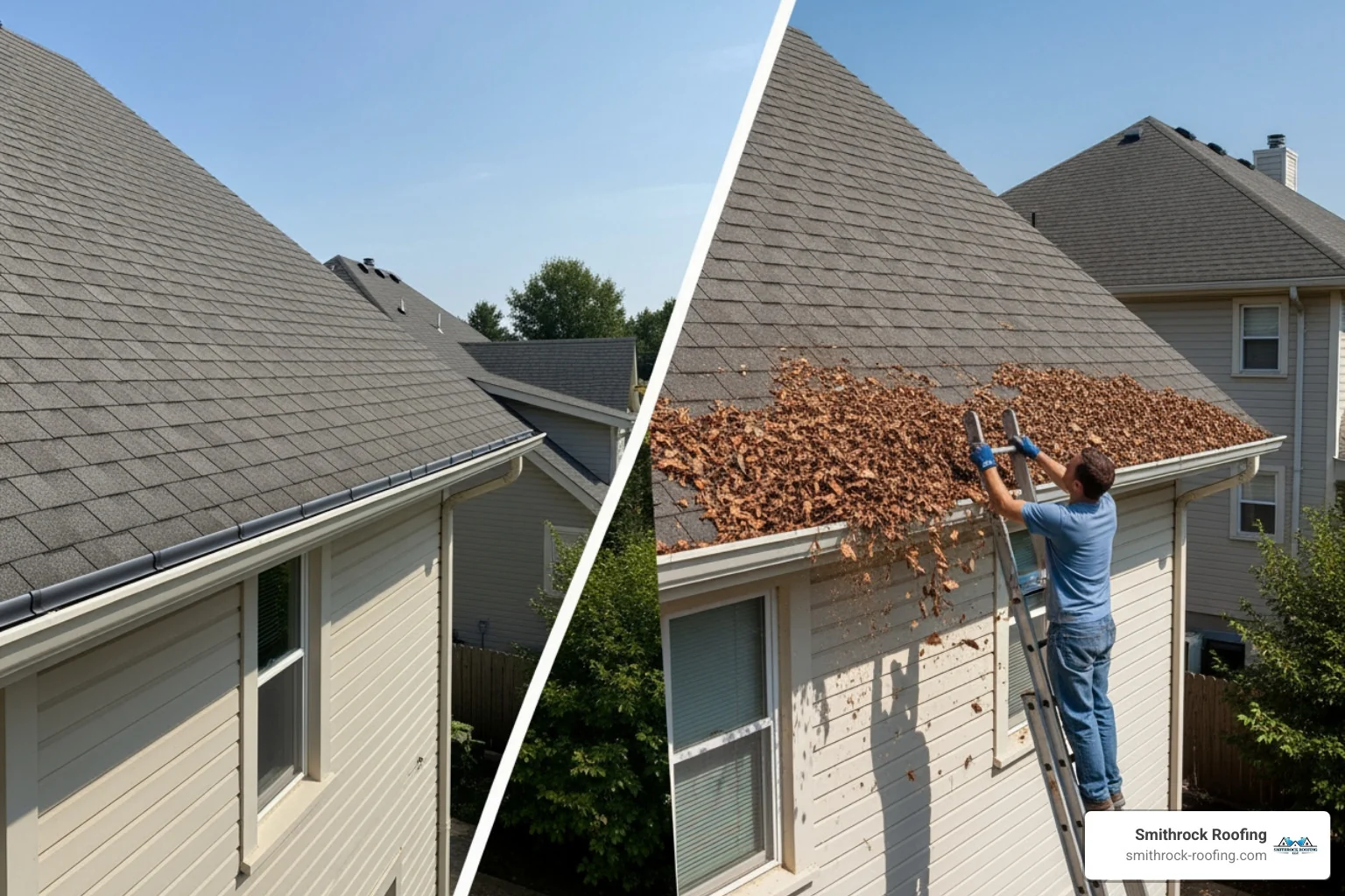 Table comparing the long-term effort, safety risks, and effectiveness of gutter guards versus bi-annual professional gutter cleaning - High Point gutter guard Comparison table: gutter guards vs. bi-annual cleaning in High Point—long-term effort, safety risks, and effectiveness.