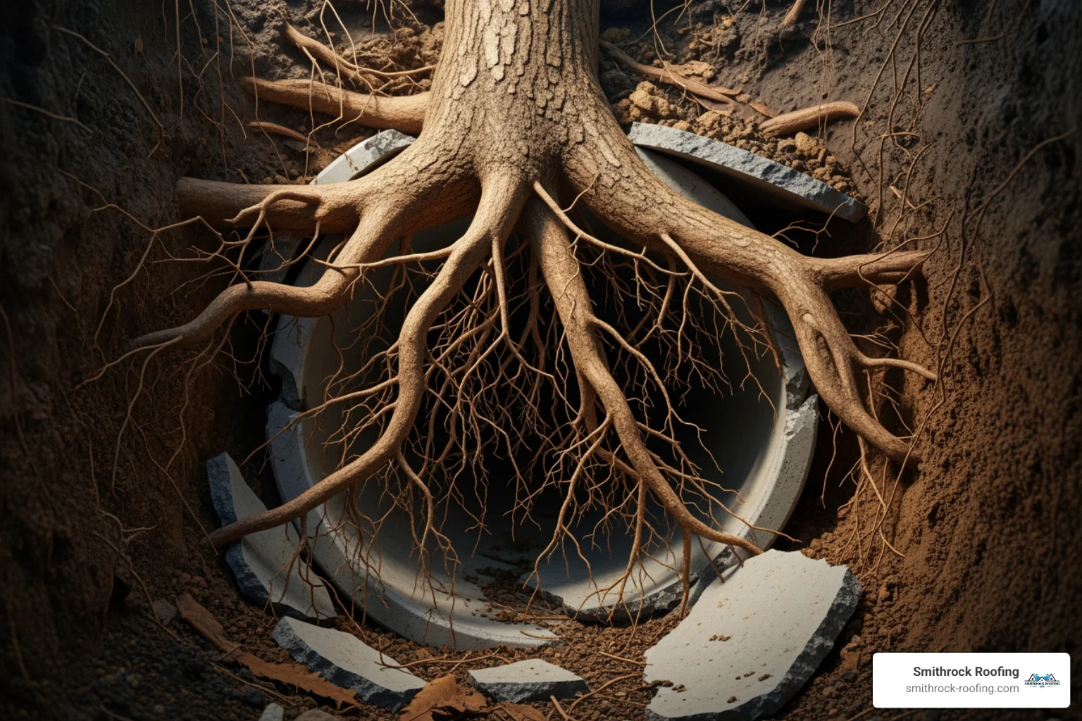 tree roots invading a pipe - underground downspout drain clogged tree roots invading a pipe - underground downspout drain clogged