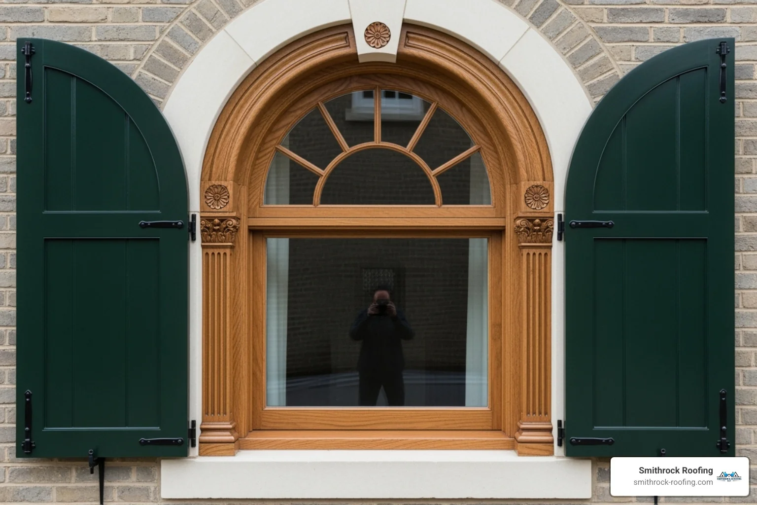 A beautifully crafted custom arched sash window, made of wood, showcasing intricate detailing and a unique design that stands out on a classic home facade. - sash window costs Custom arched wooden sash window with intricate detailing on a classic home facade, reflecting premium sash window costs.