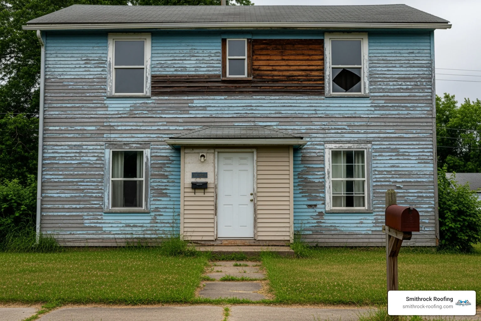 house with noticeably faded and patchy siding - Fade resistant siding house with noticeably faded and patchy siding - Fade resistant siding