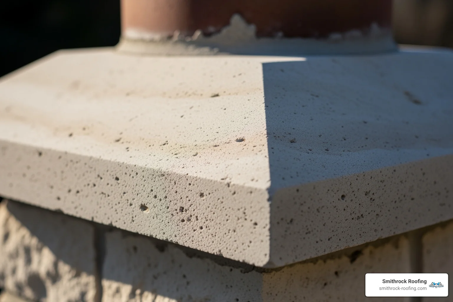 Close-up shot highlighting the natural texture and color of a limestone chimney cap, showing subtle variations and a smooth finish - limestone chimney cap Close-up of a limestone chimney cap revealing its natural texture, subtle color variations, and smooth finish.
