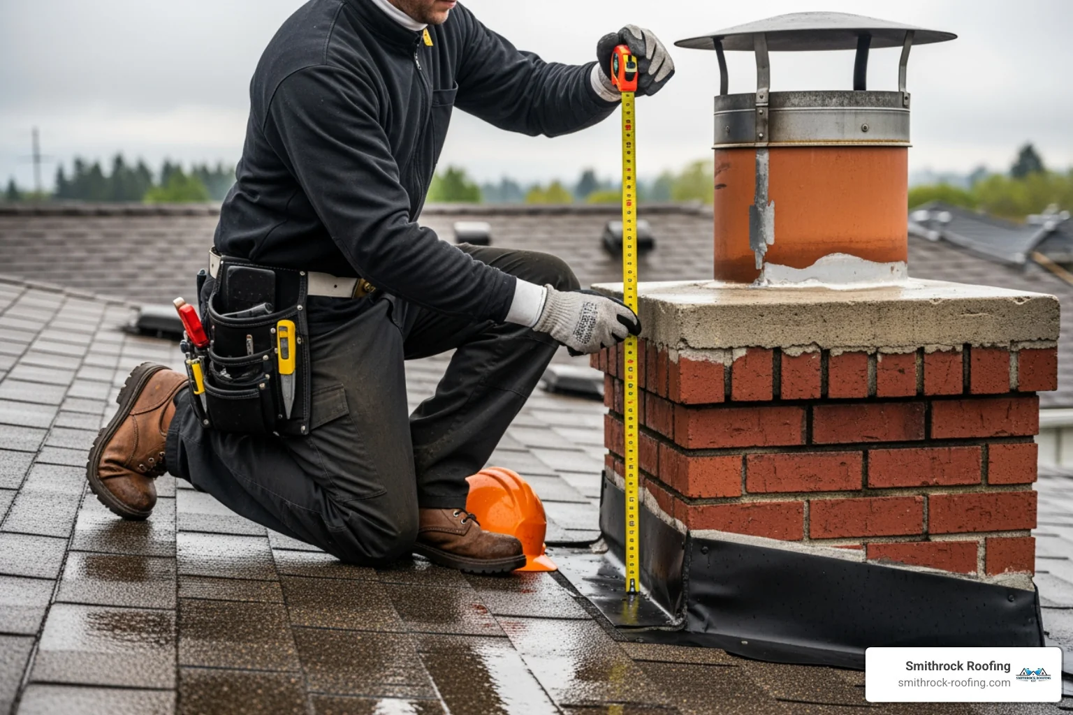 person using tape measure on chimney flue - types of chimney cap replacement person using tape measure on chimney flue - types of chimney cap replacement
