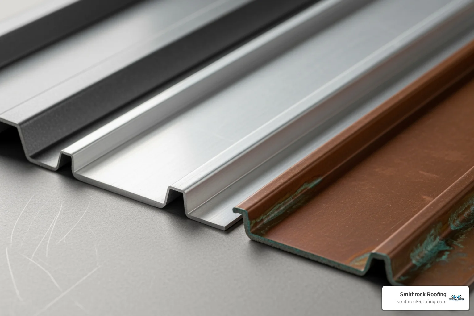 different metal roof material samples like steel, aluminum, and copper side-by-side - metal roof estimates different metal roof material samples like steel, aluminum, and copper side-by-side - metal roof estimates