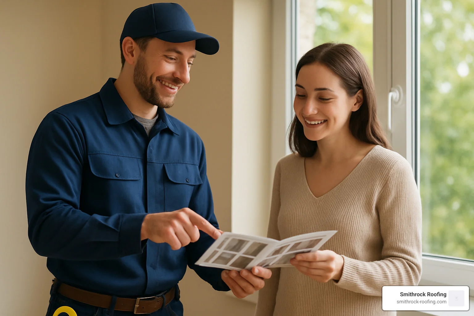 Friendly, professional installer consulting with a homeowner - window replacement service winston salem nc