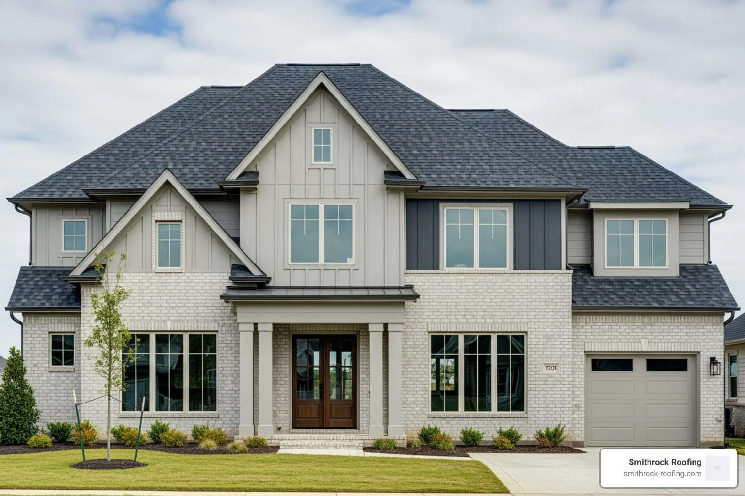 A well-maintained home with storm-resistant features like impact windows and architectural shingles, showcasing proactive protection - wind damage repair near me Well-maintained home with impact windows and architectural shingles built to withstand wind damage