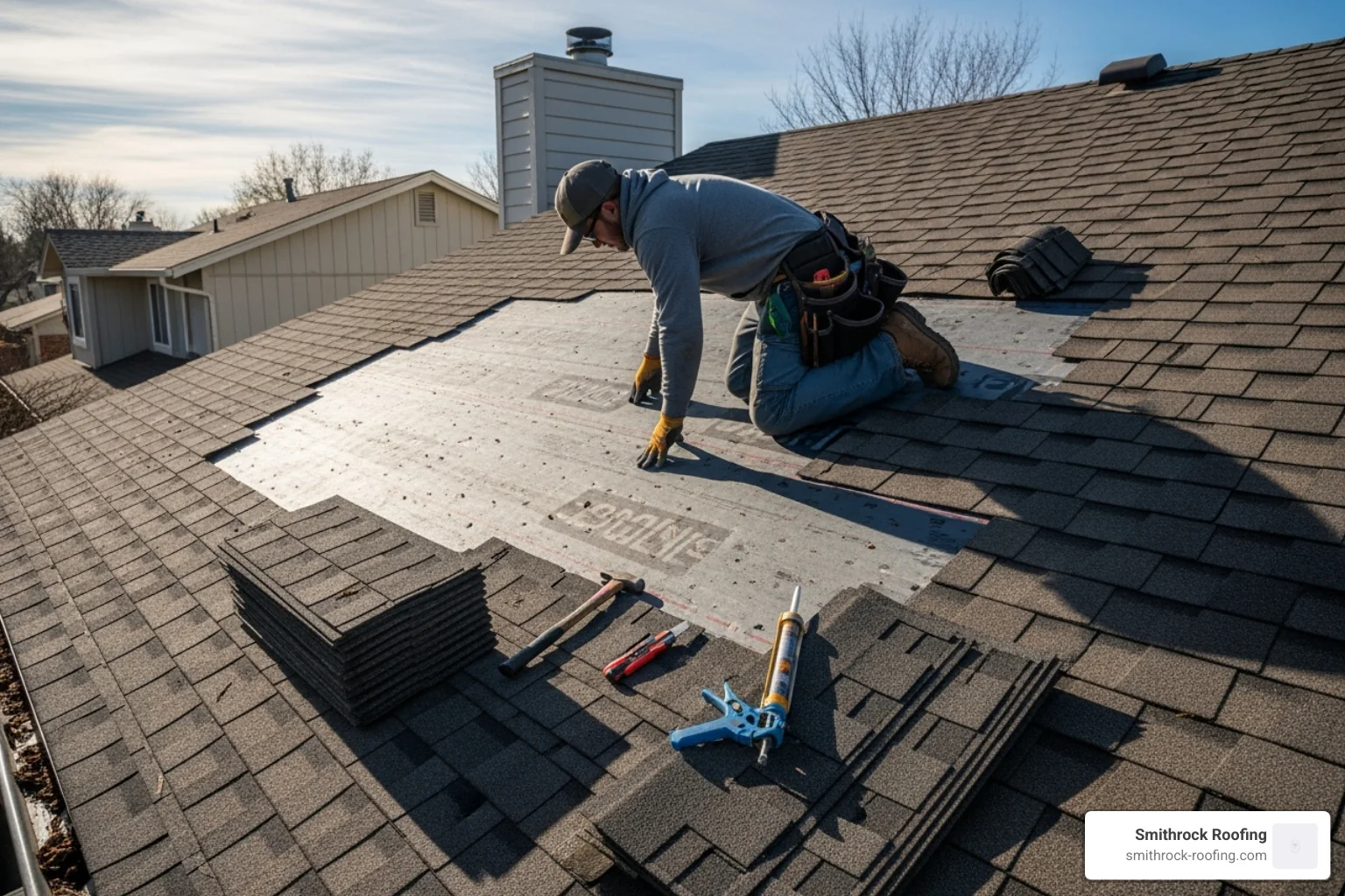 roofer carefully replacing shingles - roof repair cost roofer carefully replacing shingles - roof repair cost