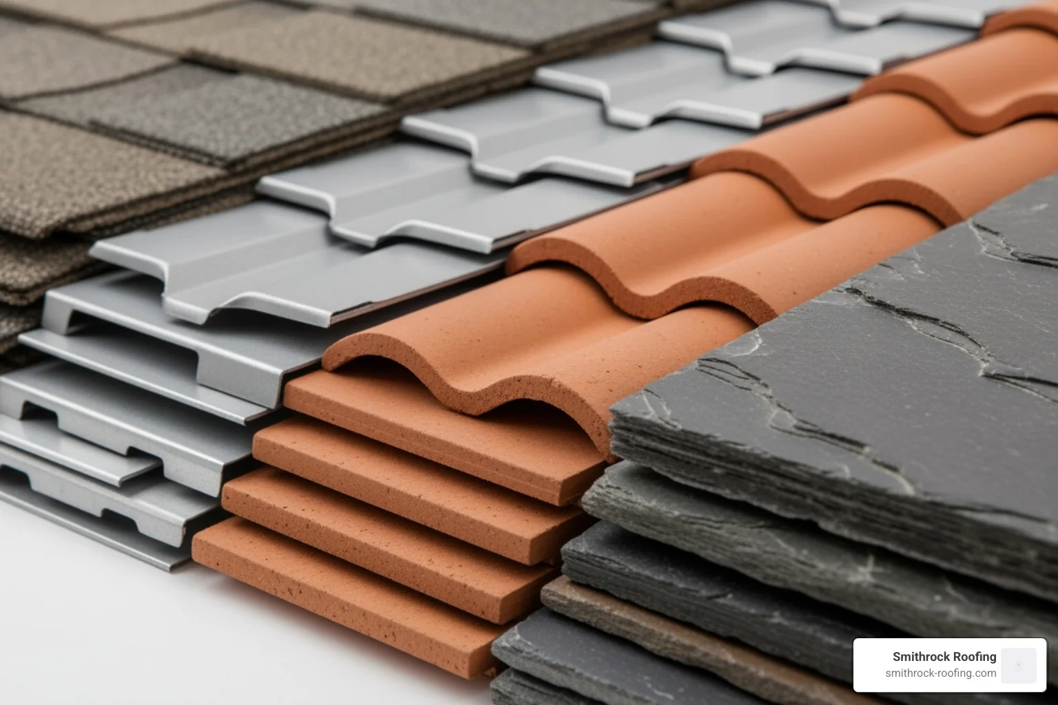 various roofing material samples (asphalt, metal, tile, slate) - roof replacement cost various roofing material samples (asphalt, metal, tile, slate) - roof replacement cost