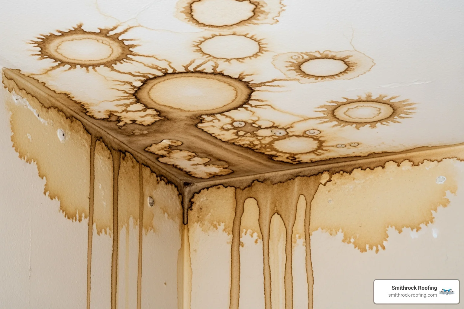 water stains on a ceiling and wall - ice dams water stains on a ceiling and wall - ice dams