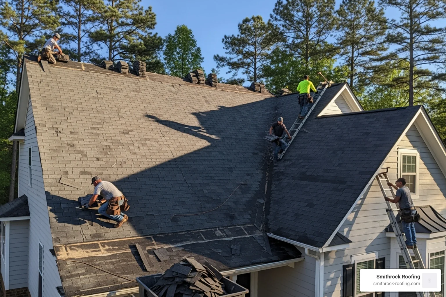 damaged roof decking exposed after tear-off - shingle roof replacement NC damaged roof decking exposed after tear-off - shingle roof replacement NC