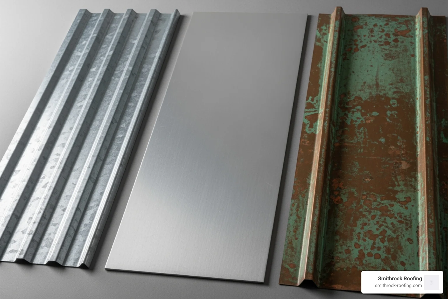 samples of different metal roofing materials - metal roof cost