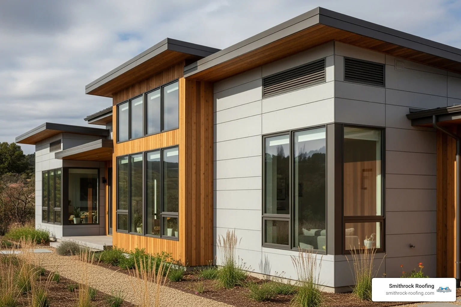 of a modern, well-insulated home exterior - energy efficient upgrades of a modern, well-insulated home exterior - energy efficient upgrades