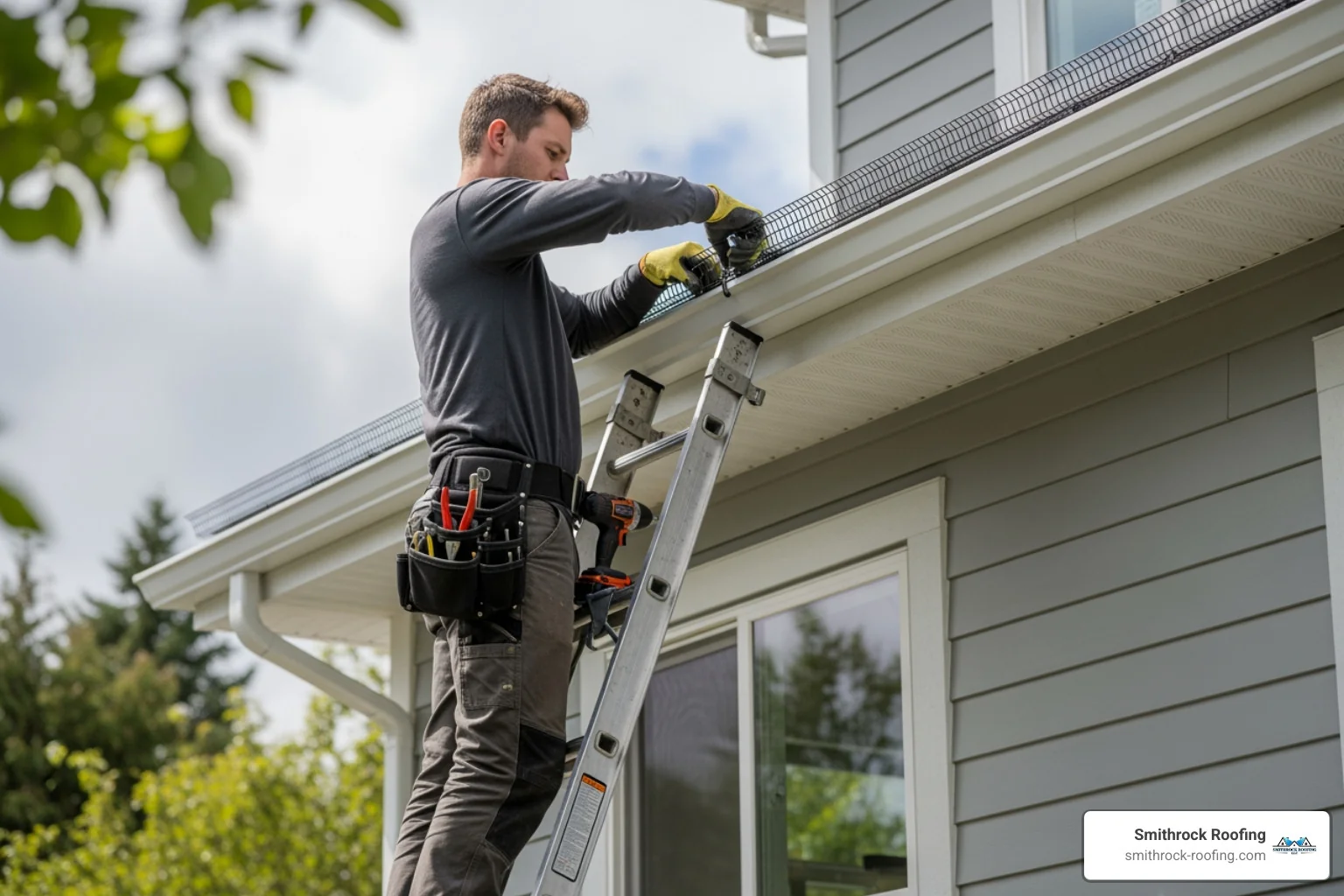 gutter guard being installed on an eavestrough - eavestrough installation prices gutter guard being installed on an eavestrough - eavestrough installation prices