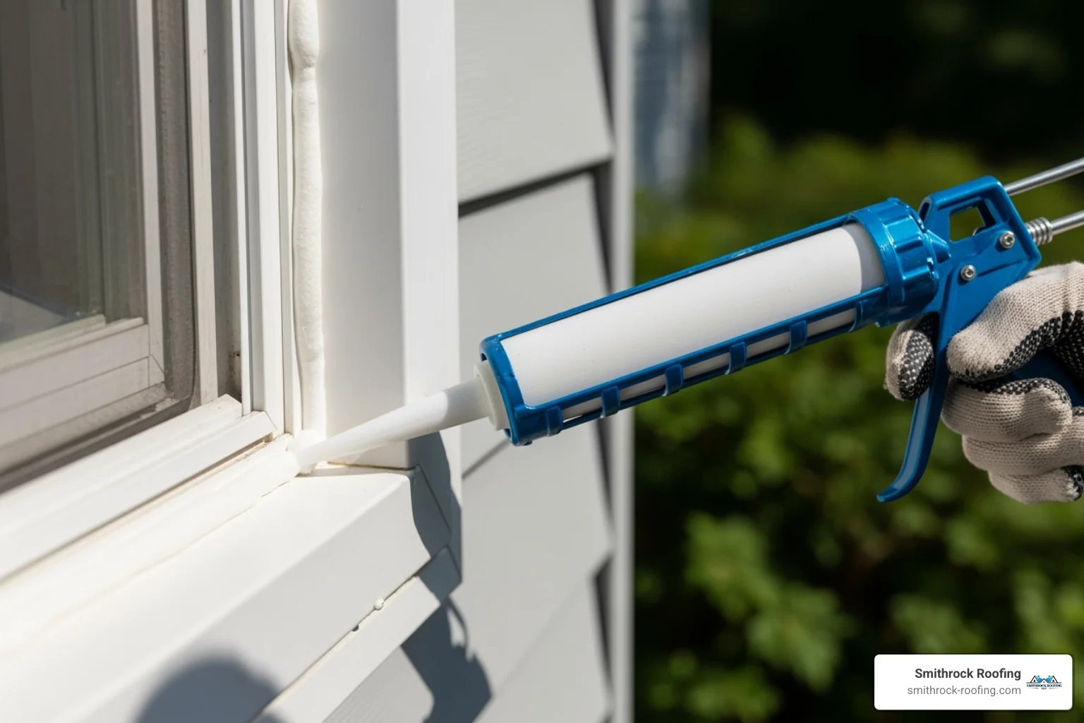 hand using a caulking gun to seal a window exterior - winterizing your windows hand using a caulking gun to seal a window exterior - winterizing your windows