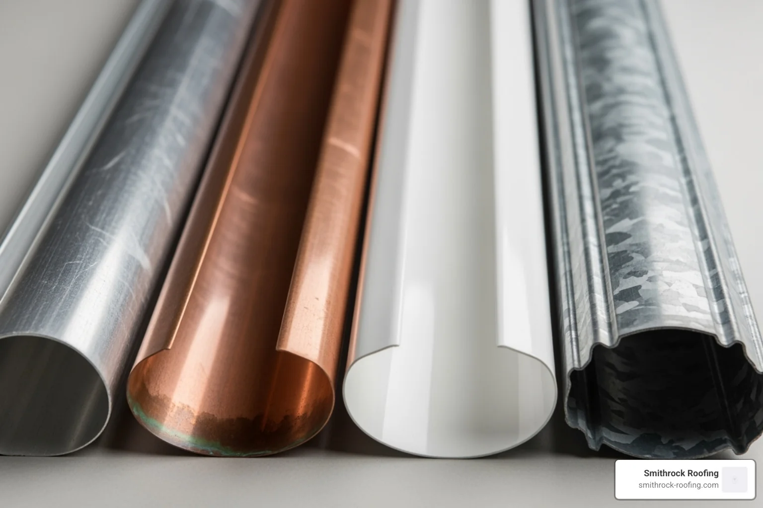 of various gutter material samples including aluminum, copper, vinyl, and steel - gutter replacement cost per foot of various gutter material samples including aluminum, copper, vinyl, and steel - gutter replacement cost per foot