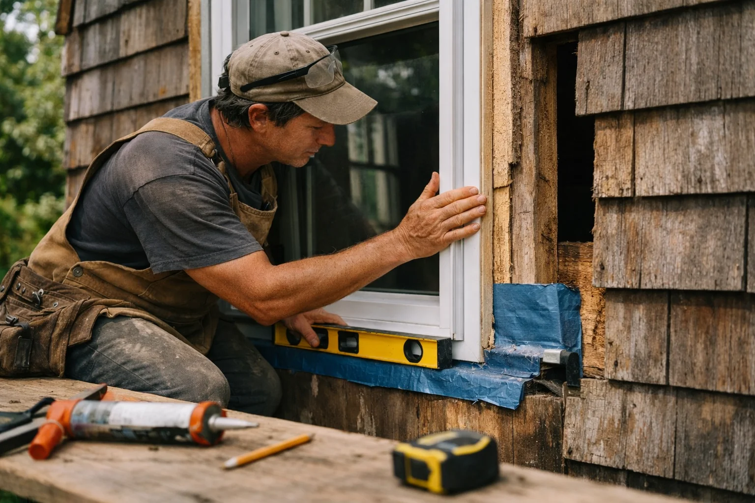 Step-by-step window installation and replacement process showing proper framing, flashing, and sealing techniques.