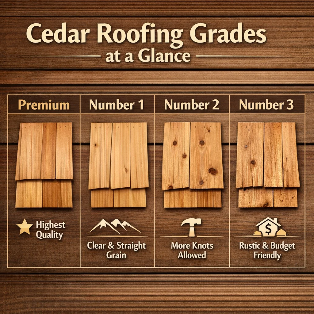 Cedar Roofing Grades at a Glance