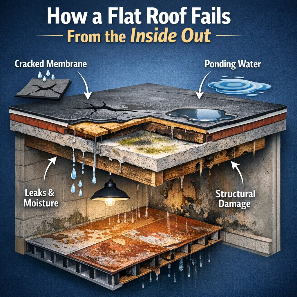 How a Flat Roof Fails From the Inside Out