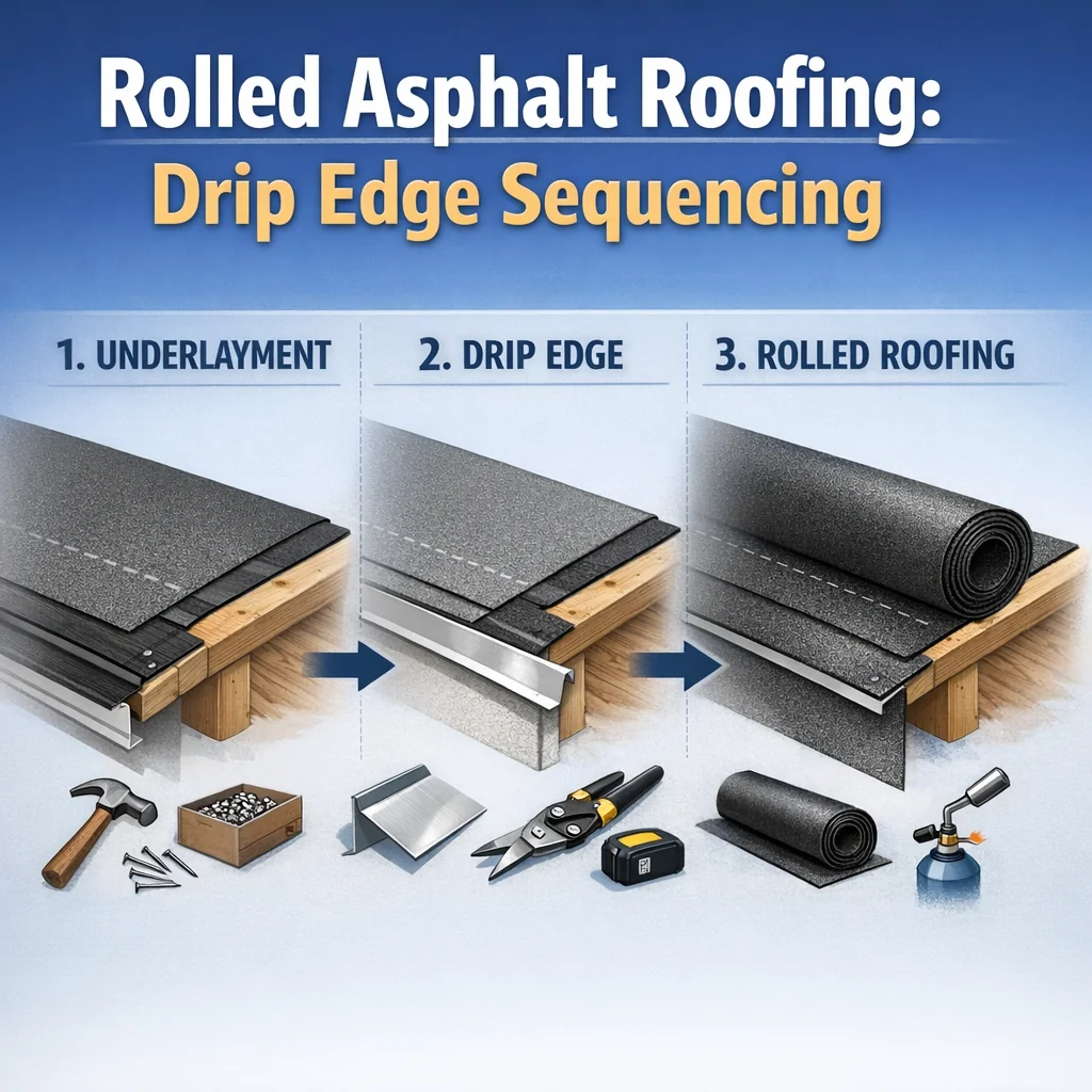 Rolled Asphalt Roofing: Drip Edge Sequencing