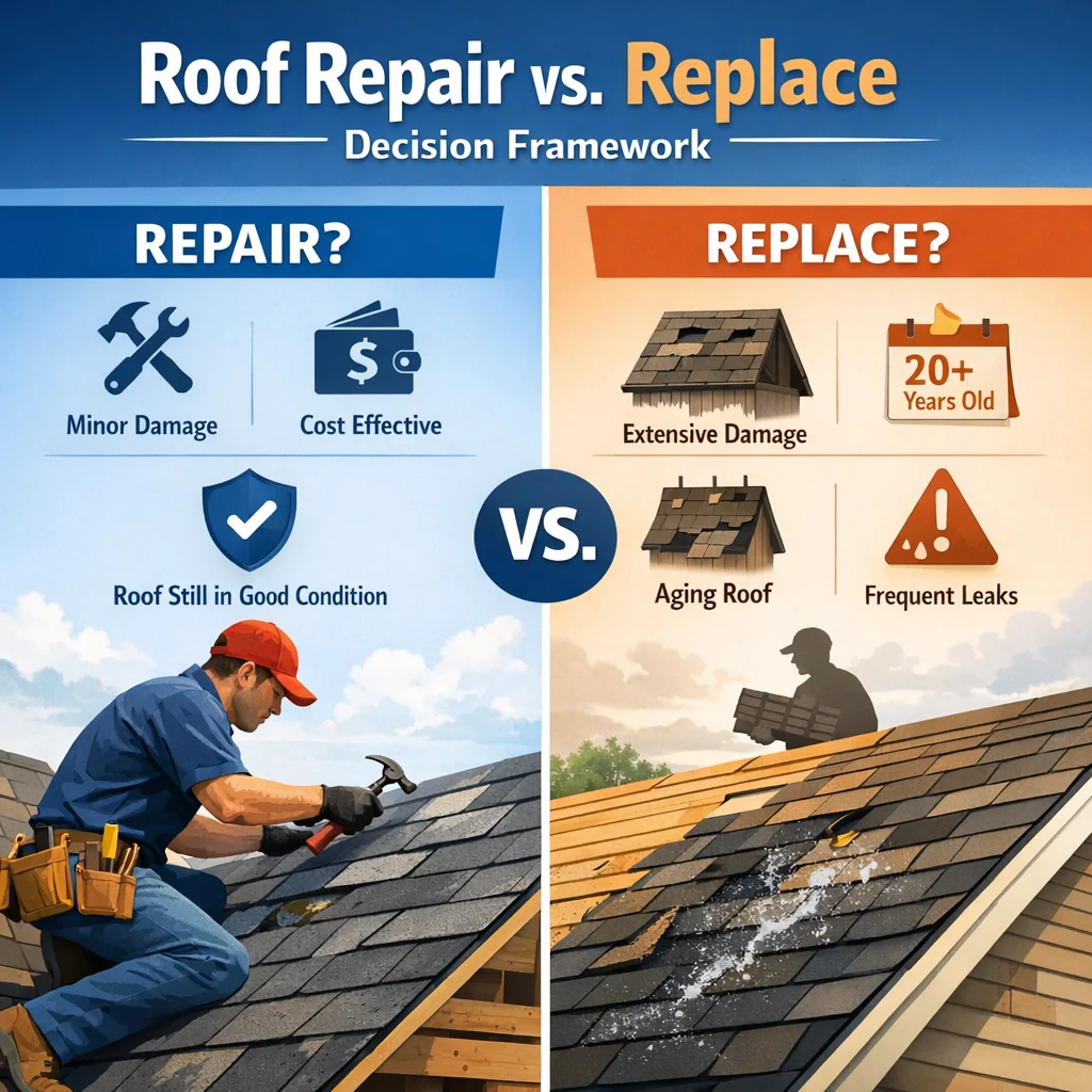 Roof Repair vs. Replace: Decision Framework