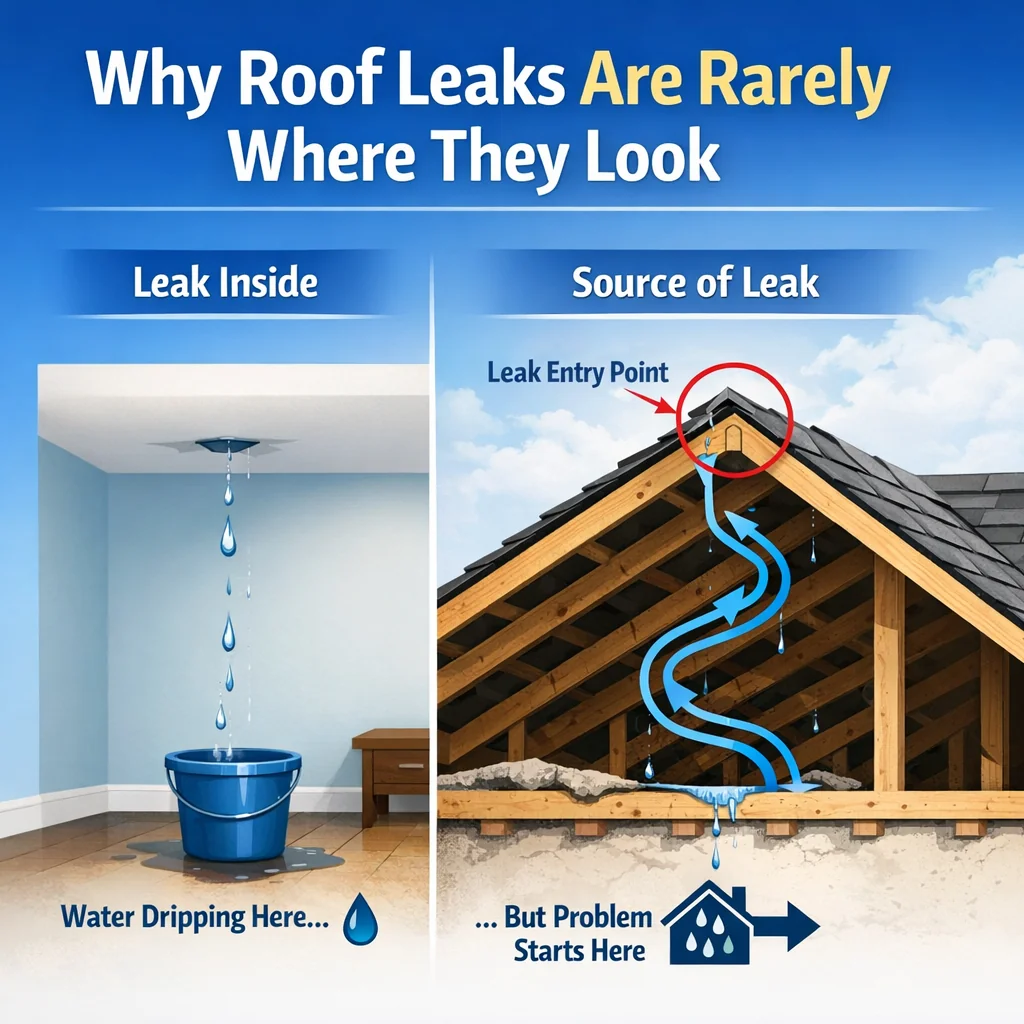 Why Roof Leaks Are Rarely Where They Look