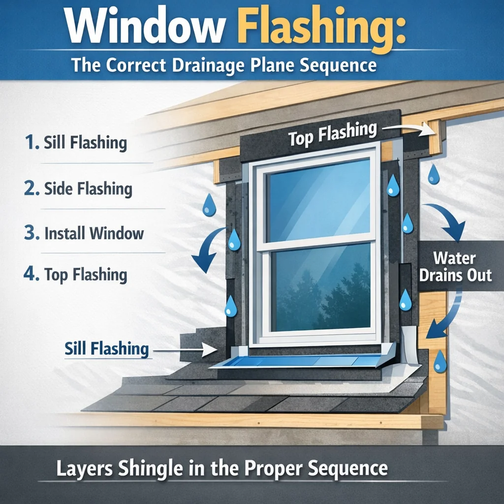 Window Flashing: The Correct Drainage Plane Sequence