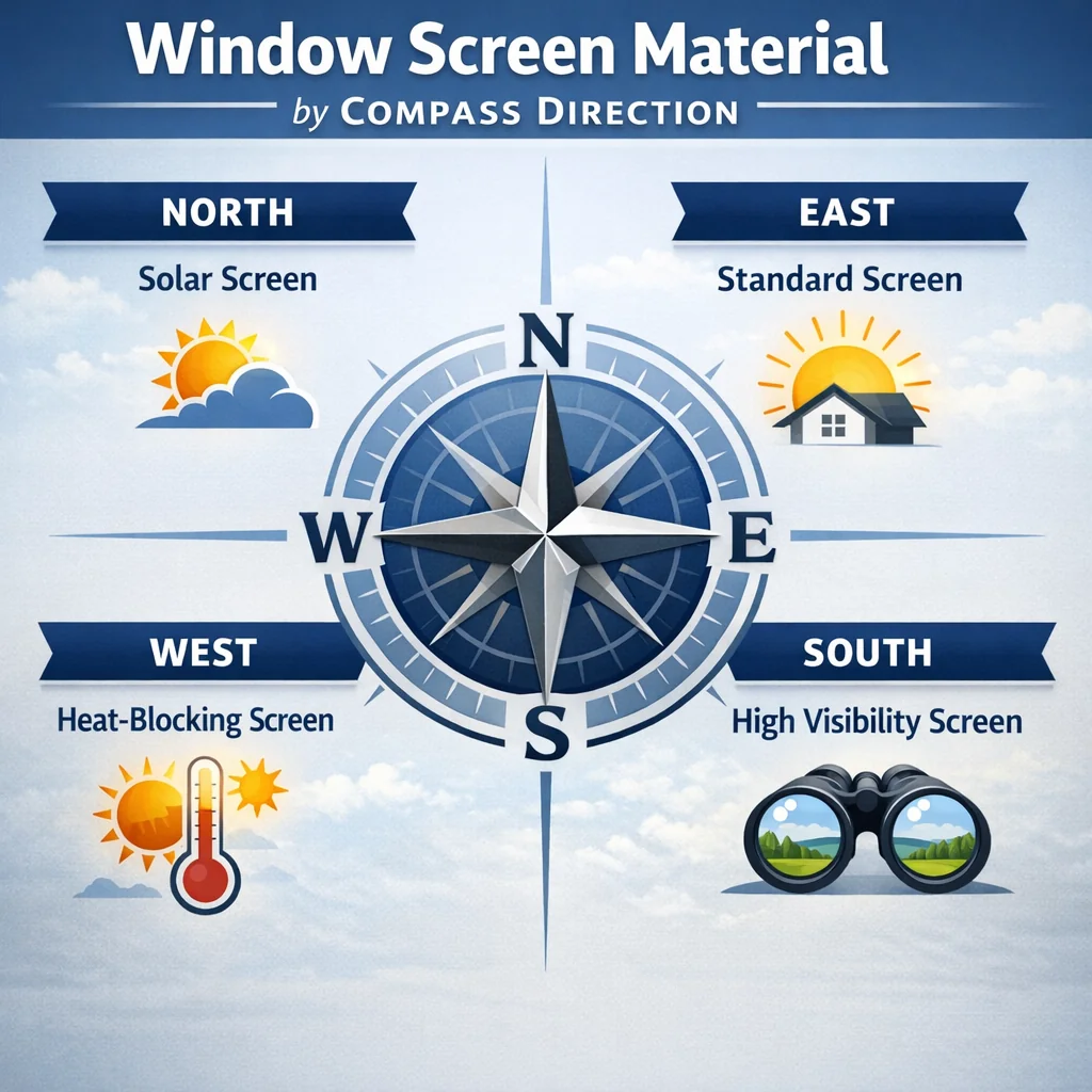 Window Screen Material by Compass Direction