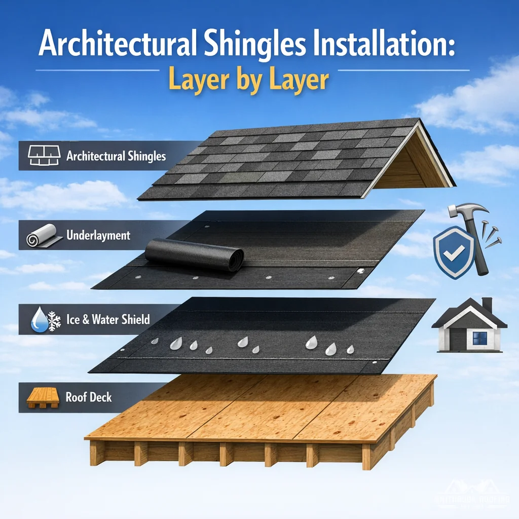 Illustration: Architectural Shingles Installation: Layer by Layer