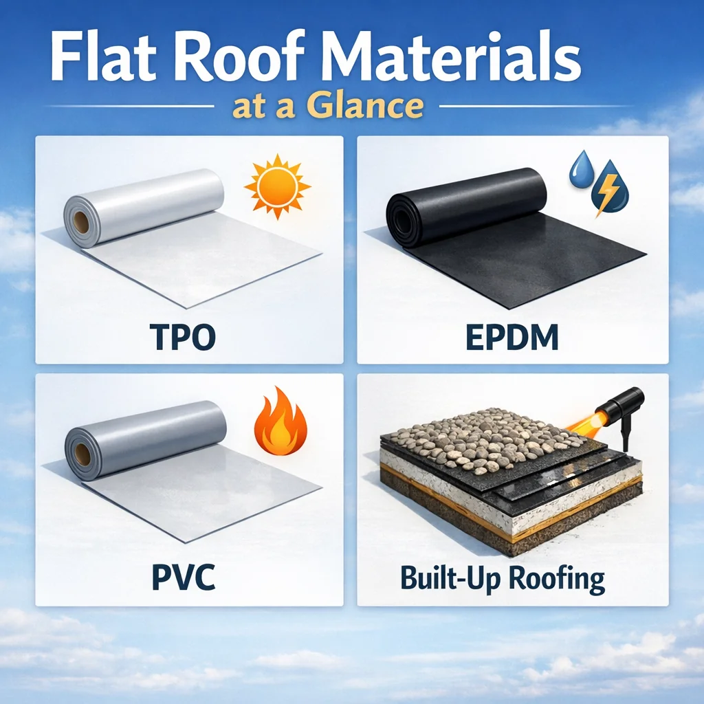 Flat Roof Materials at a Glance