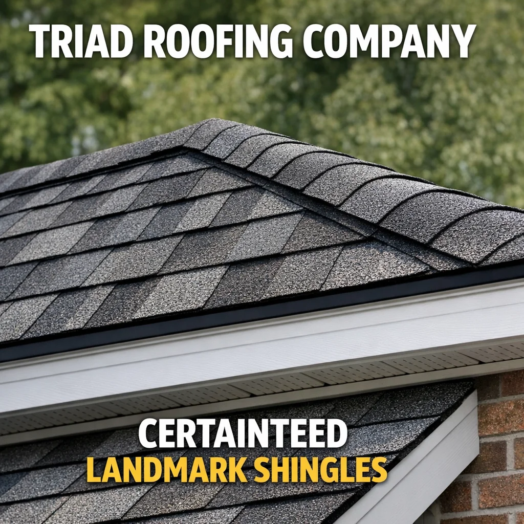 CertainTeed Landmark shingles with clean ridge line and fascia detail installed by a Triad roofing company